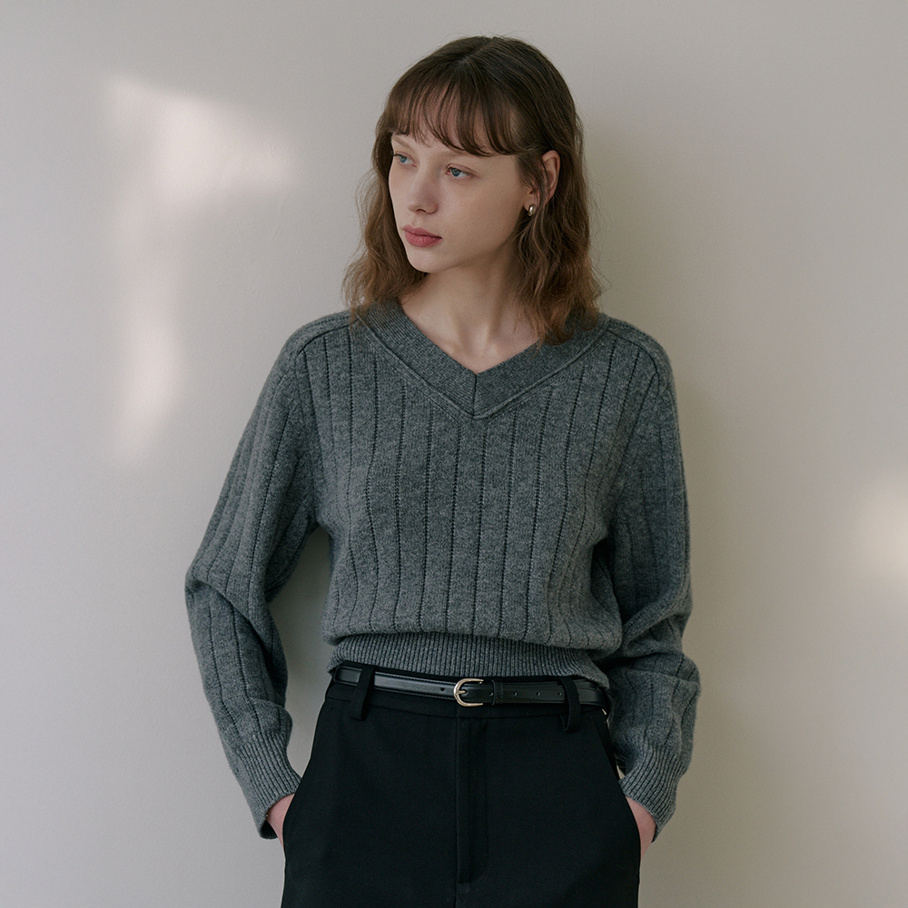 Pure Wool Crop Pullover [Gray]