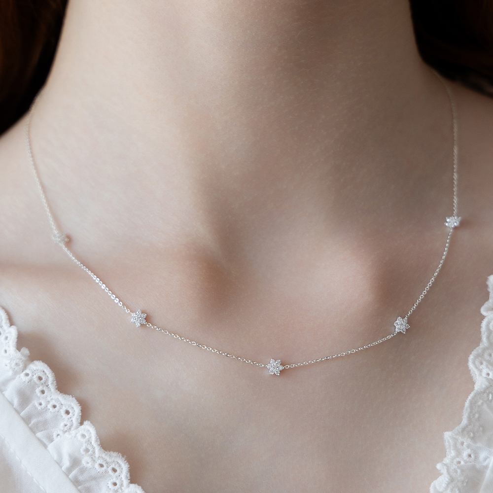 (シルバー925) ブルーメット フラワー ペンダント ネックレス NZ2478