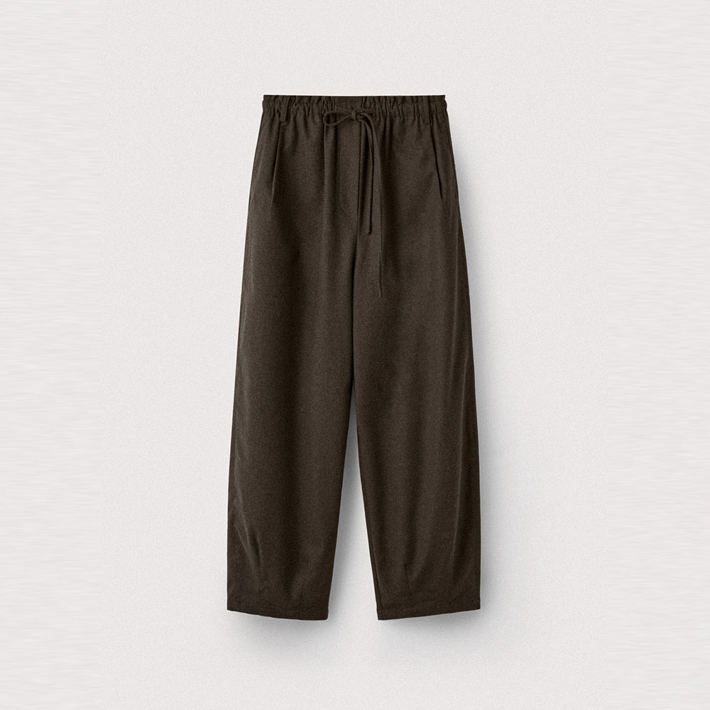Wool Flannel Oval Silhouette Pants_Dark Olive
