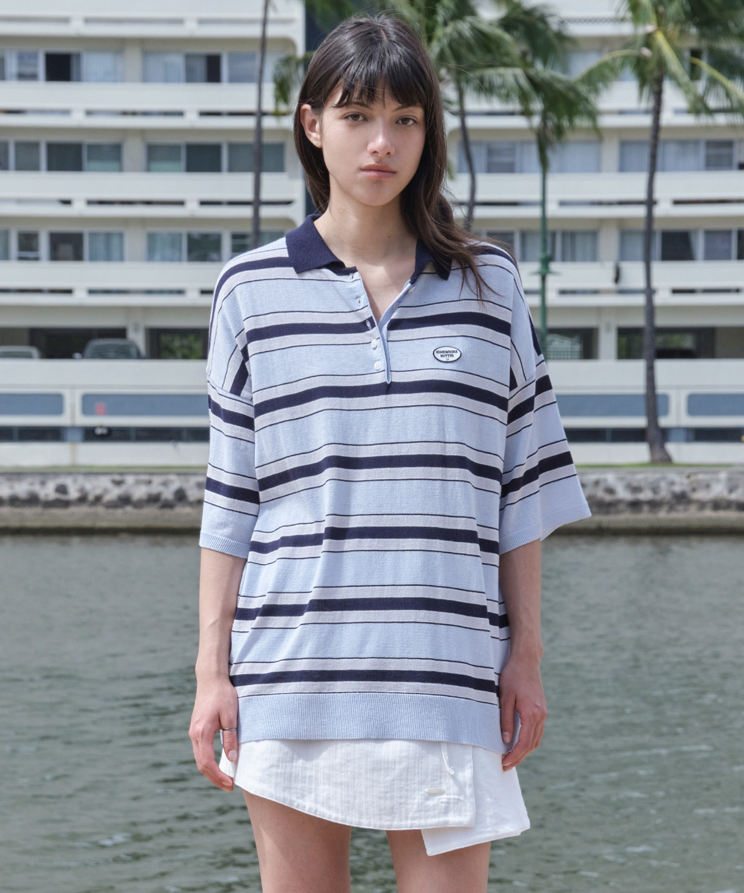 Pepe Wappen Stripe Knit - Light Blue