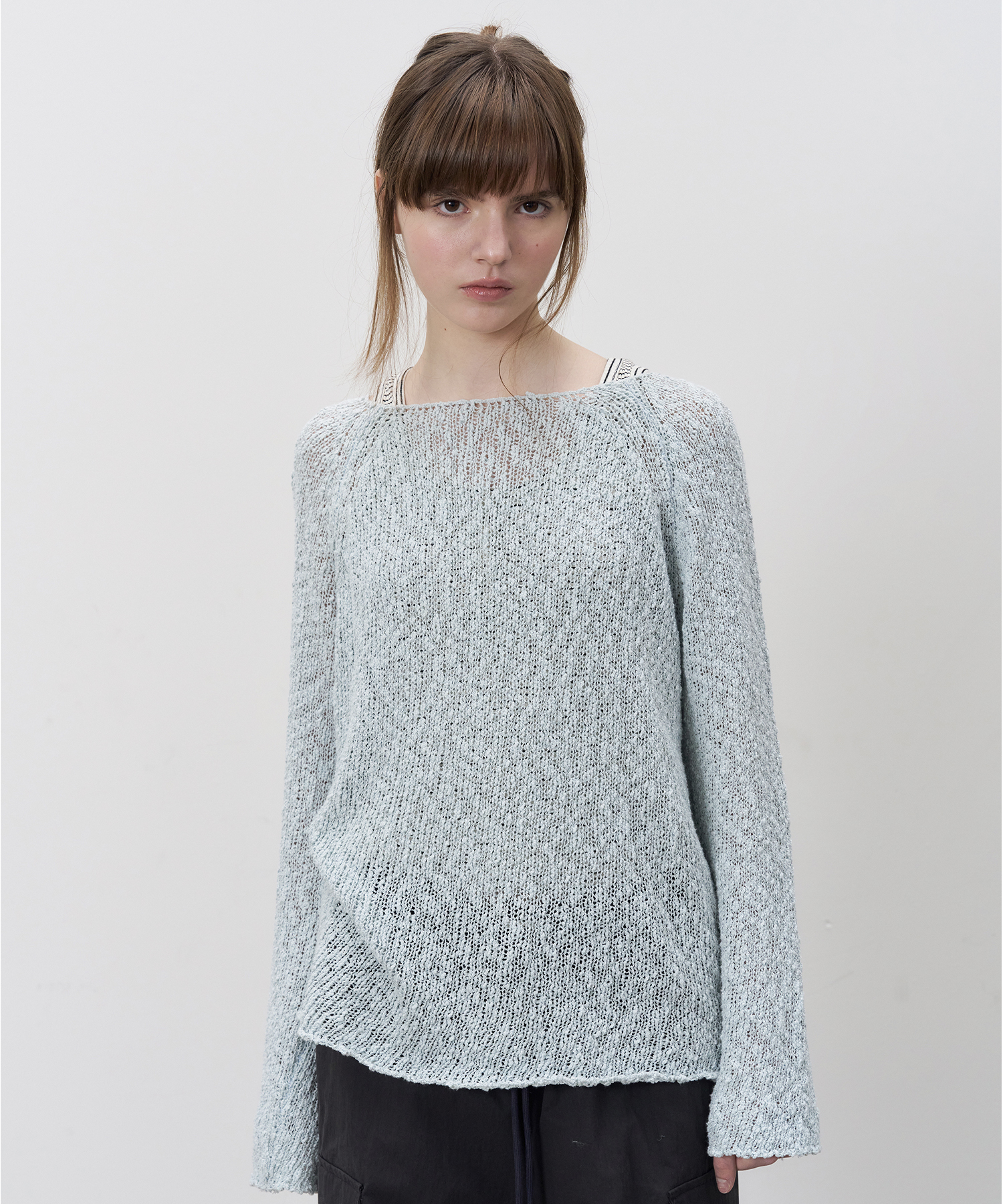 Plain Long Sleeve Knit - Light Blue