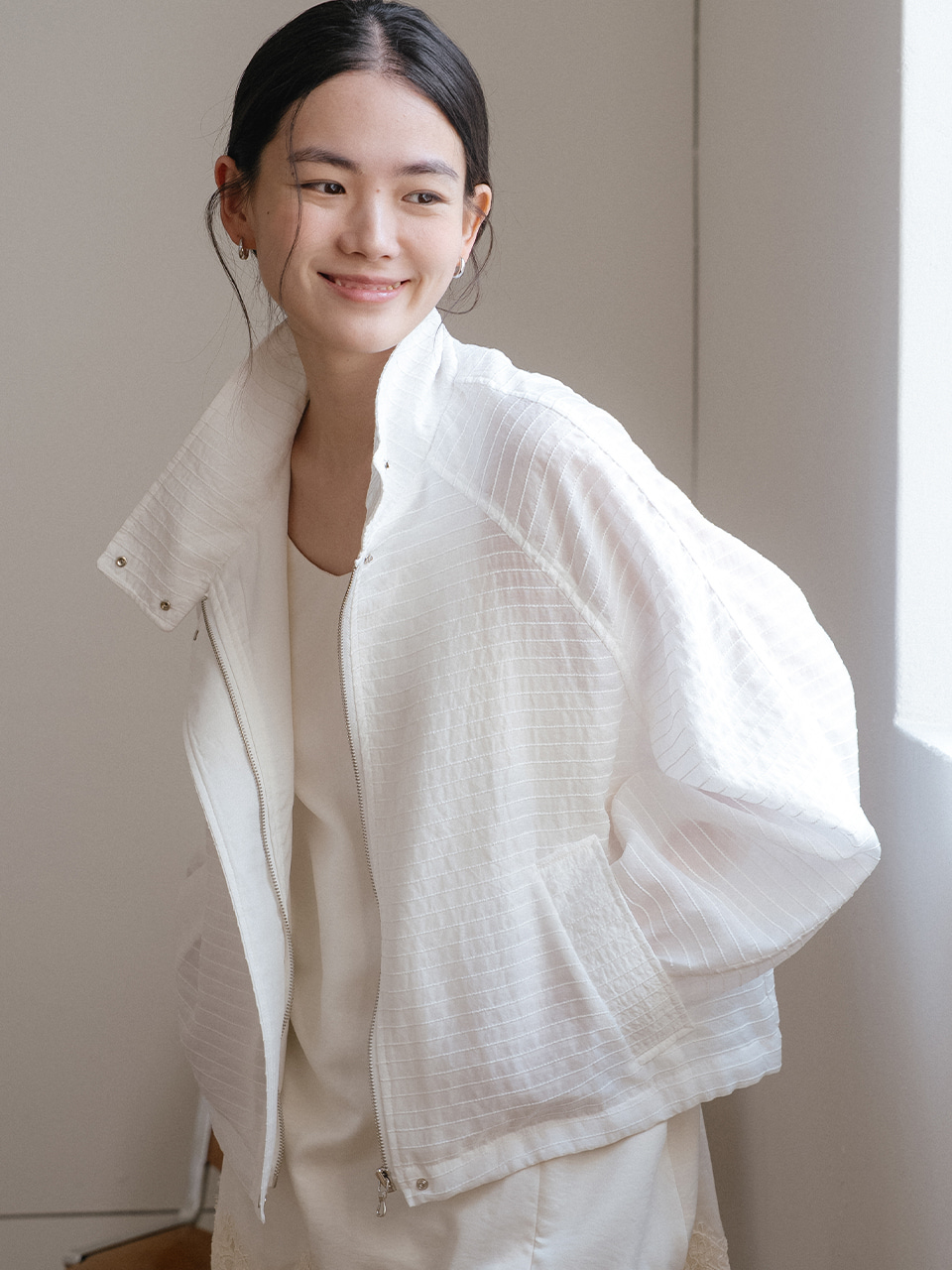 Stripe bomber jumper [TISU05JP01]_Ivory