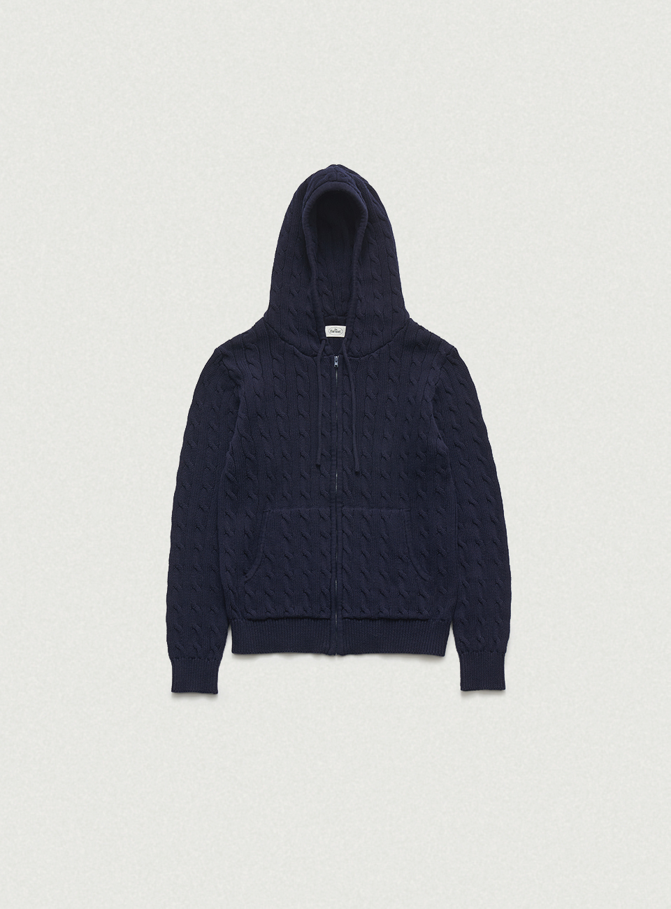 Pobby Cable Knit Zip-Up Hoodie_Navy