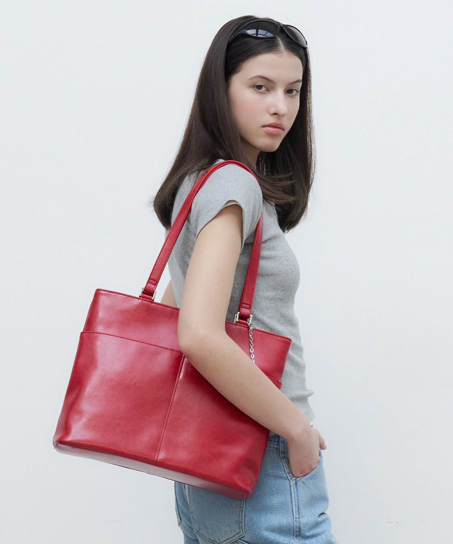 Pocket Toast Shoulder Bag - Vintage Red