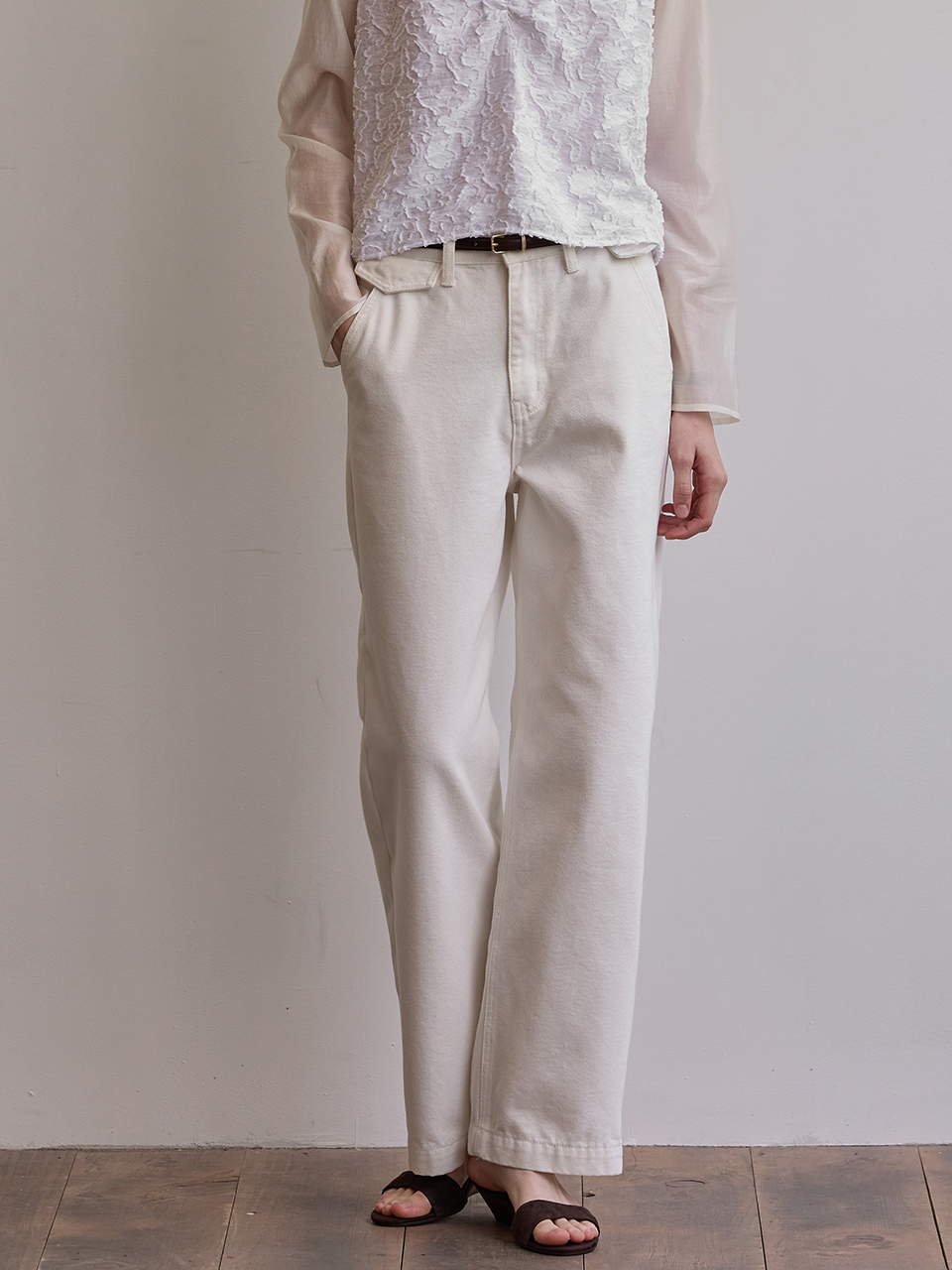 WRINKLED STRAP PANTS (butter) | ファッション通販サイト NUGU WRINKLED STRAP PANTS (butter) | ファッション通販サイト NUGU