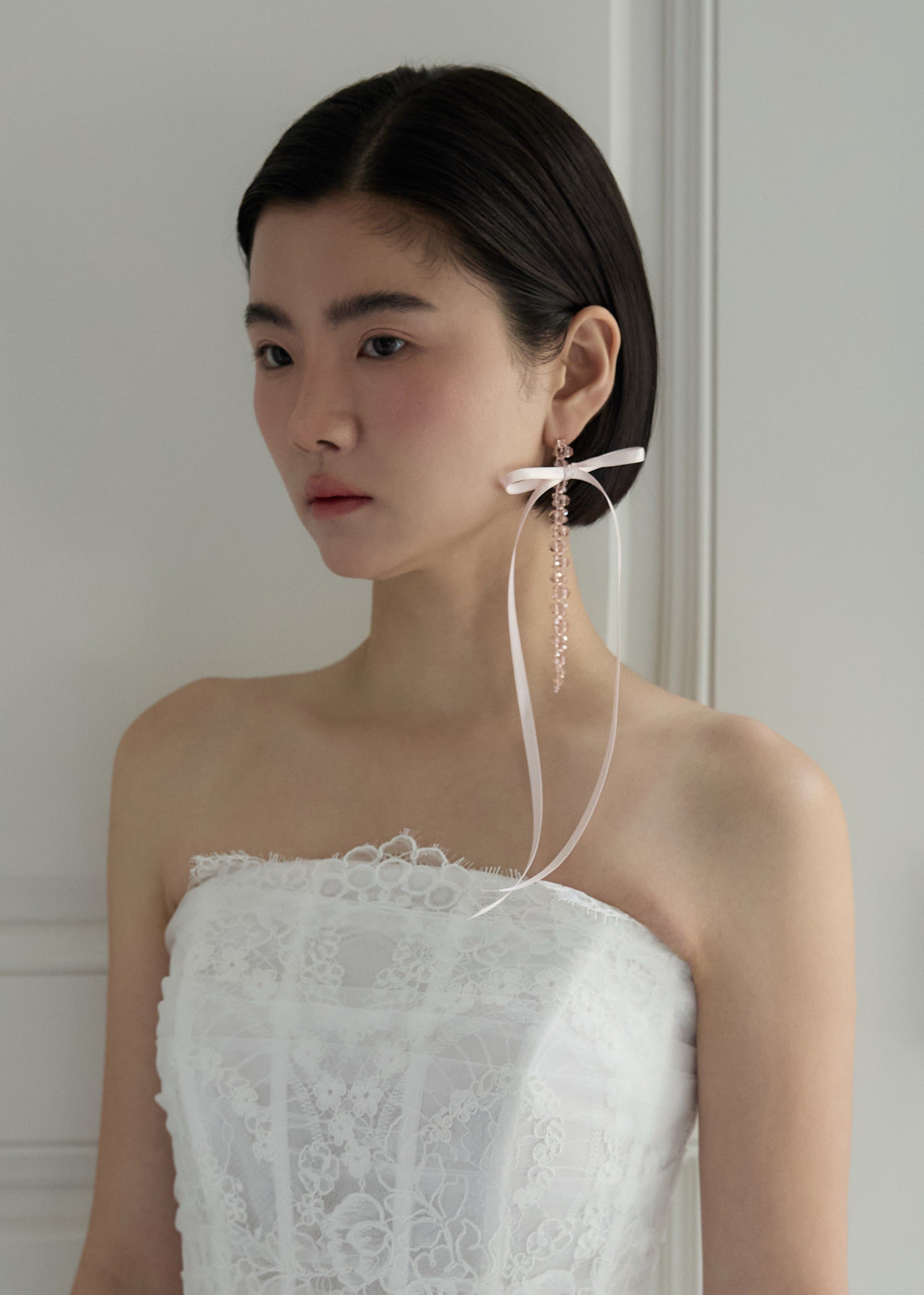 Blush Pink Ribbon Earring