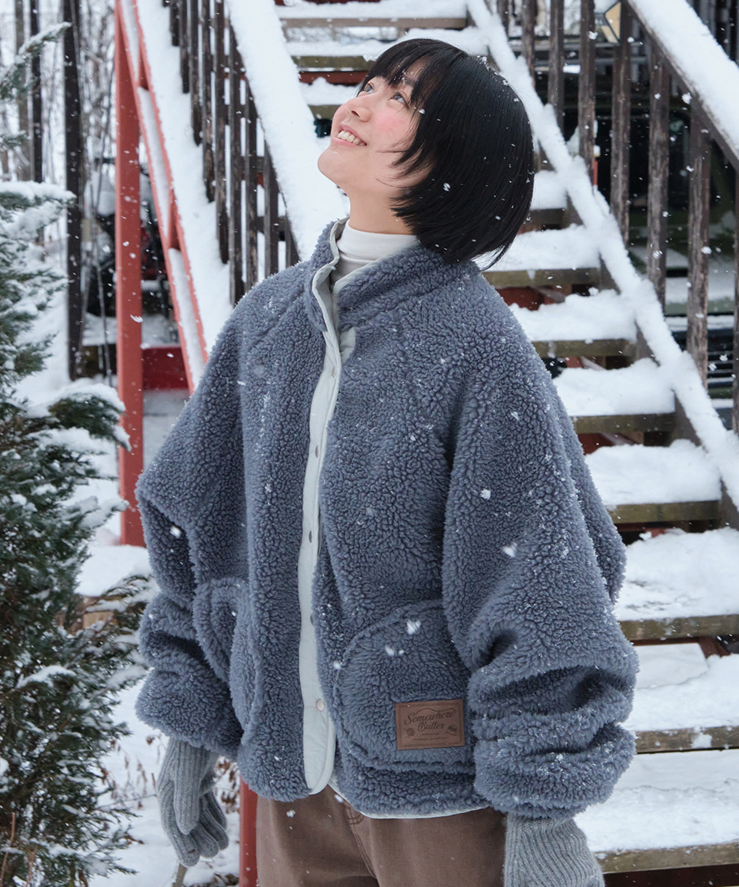 Poppy Fleece Jumper - Vintage Blue