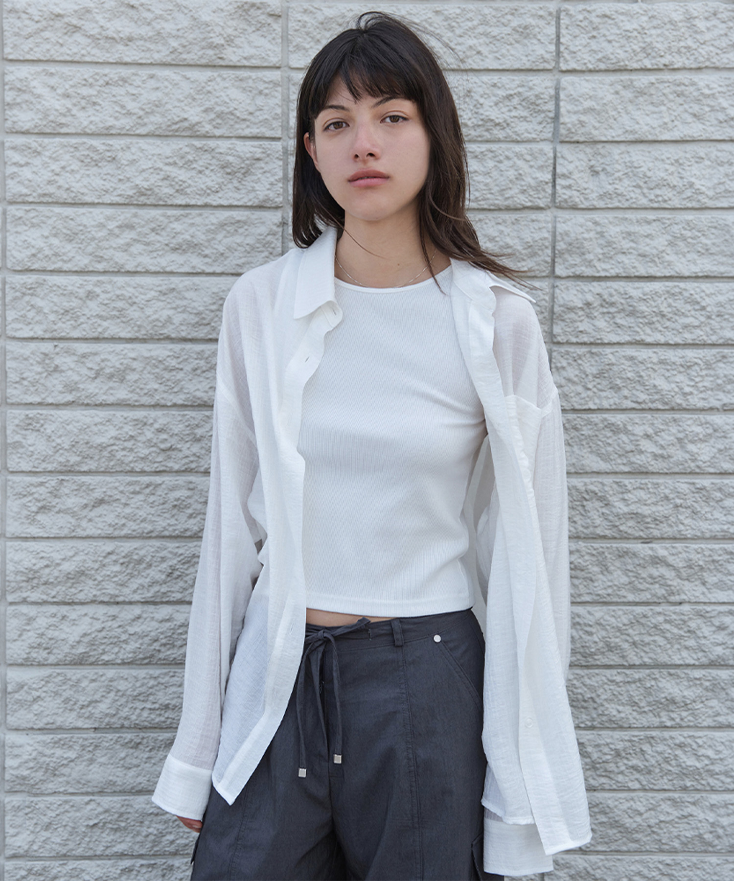 Pure Sheer Over-Fit Shirts - Ivory