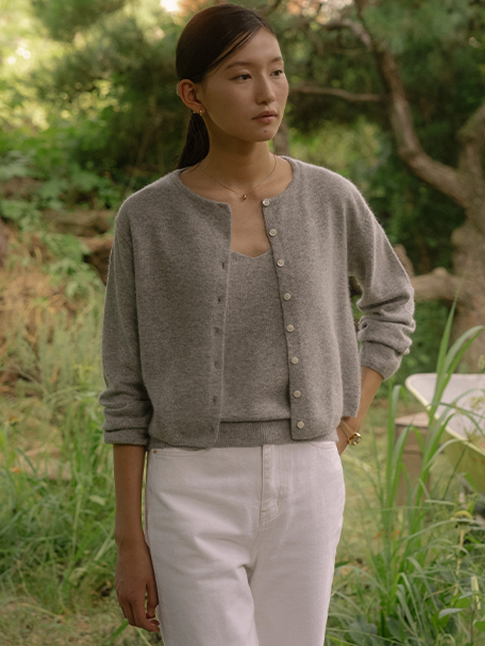 3-Way sleeveless cardigan set TIFA03CD03_Light gray