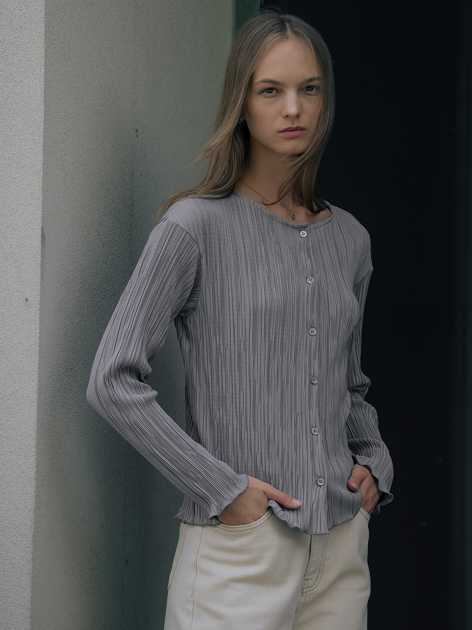 Soft touch pleats blouse TIWT01BL01_Gray