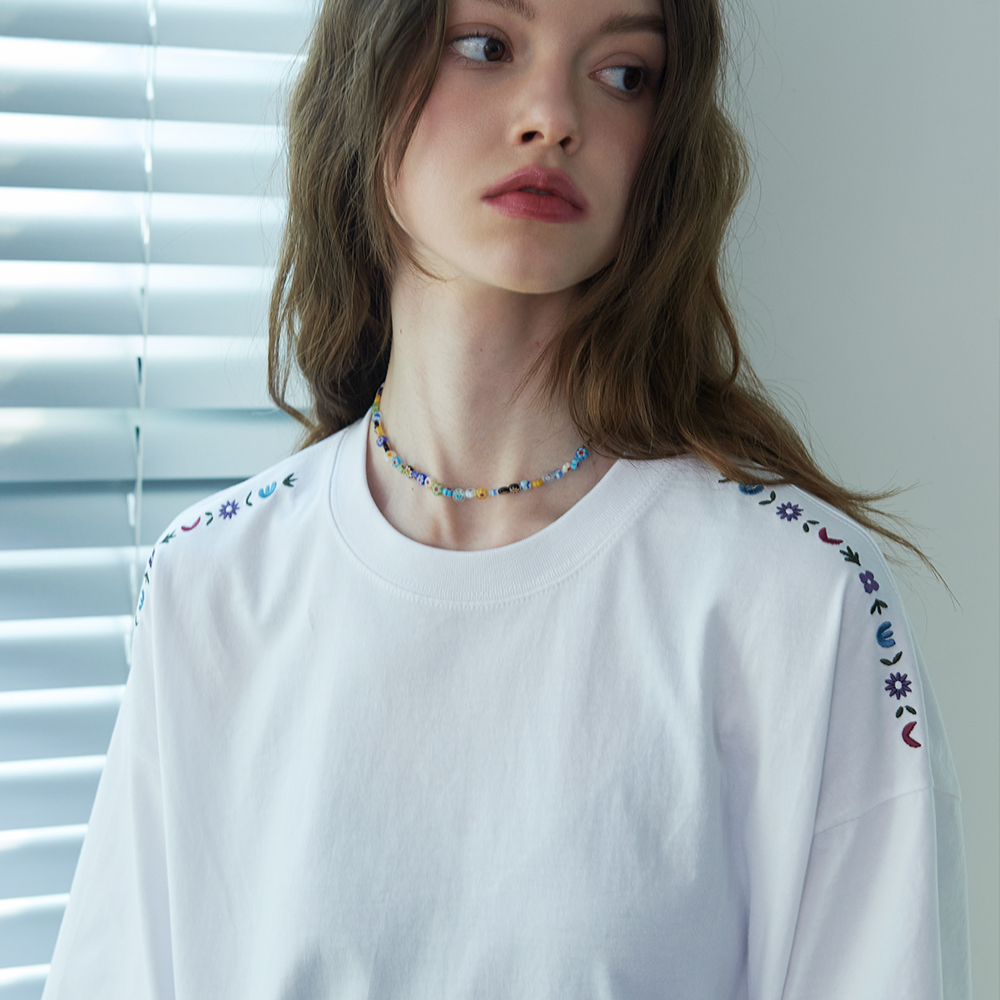 【CPGN STUDIO】25SS★ Flower Stitch Embroidery Short Sleeve Flower stitch embroidery short sleeve white | ファッション