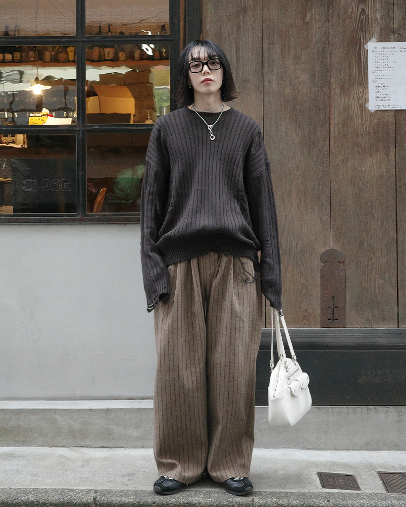 パンツ yanmiii ストライプワイドバンディングパンツ | ファッション通販サイト NUGU