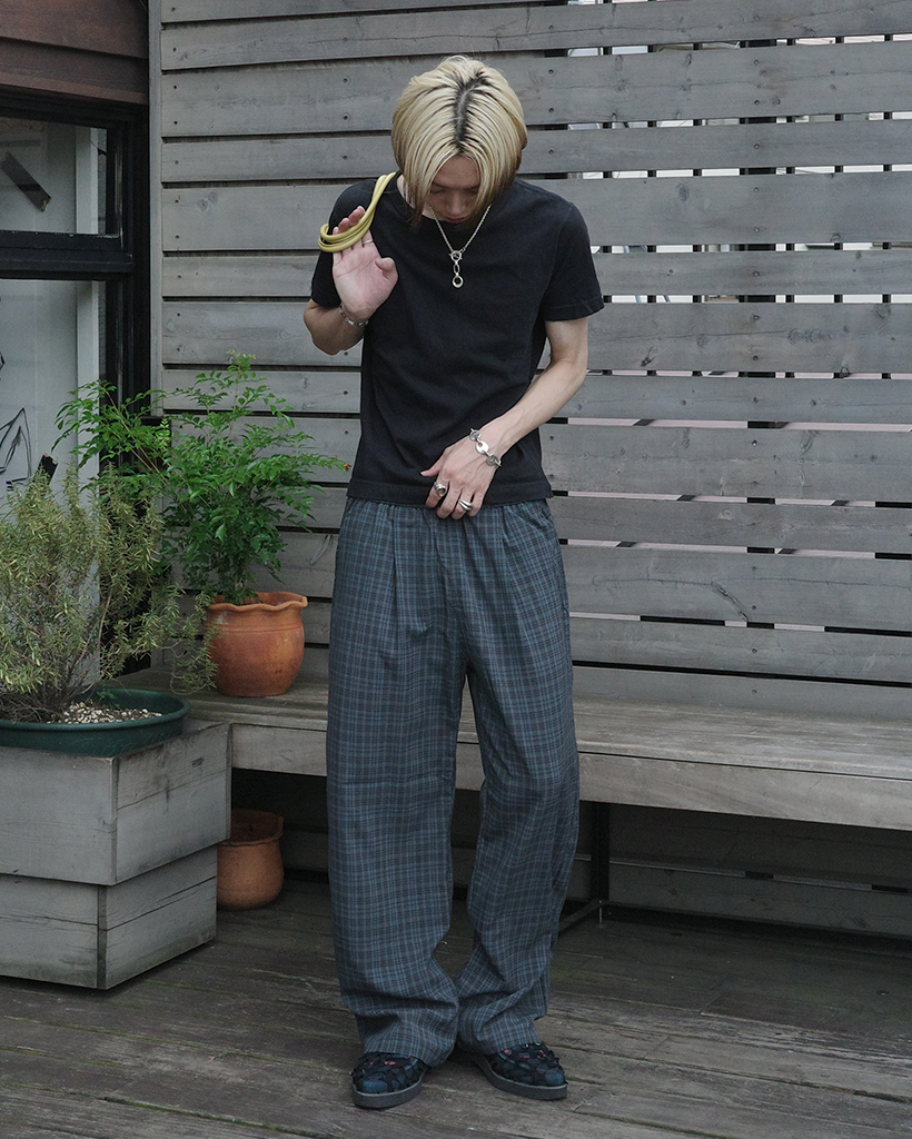 michi gogo様　LDリネンJK bk チェックストレスバンディングパンツ | ファッション通販サイト NUGU