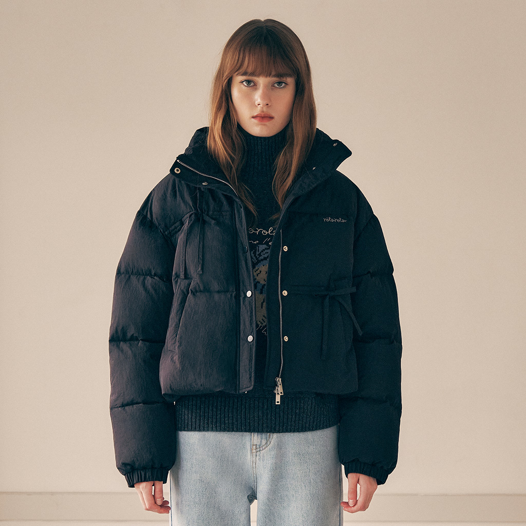 RIBBON WELLON PADDING BLACK | ファッション通販サイト NUGU