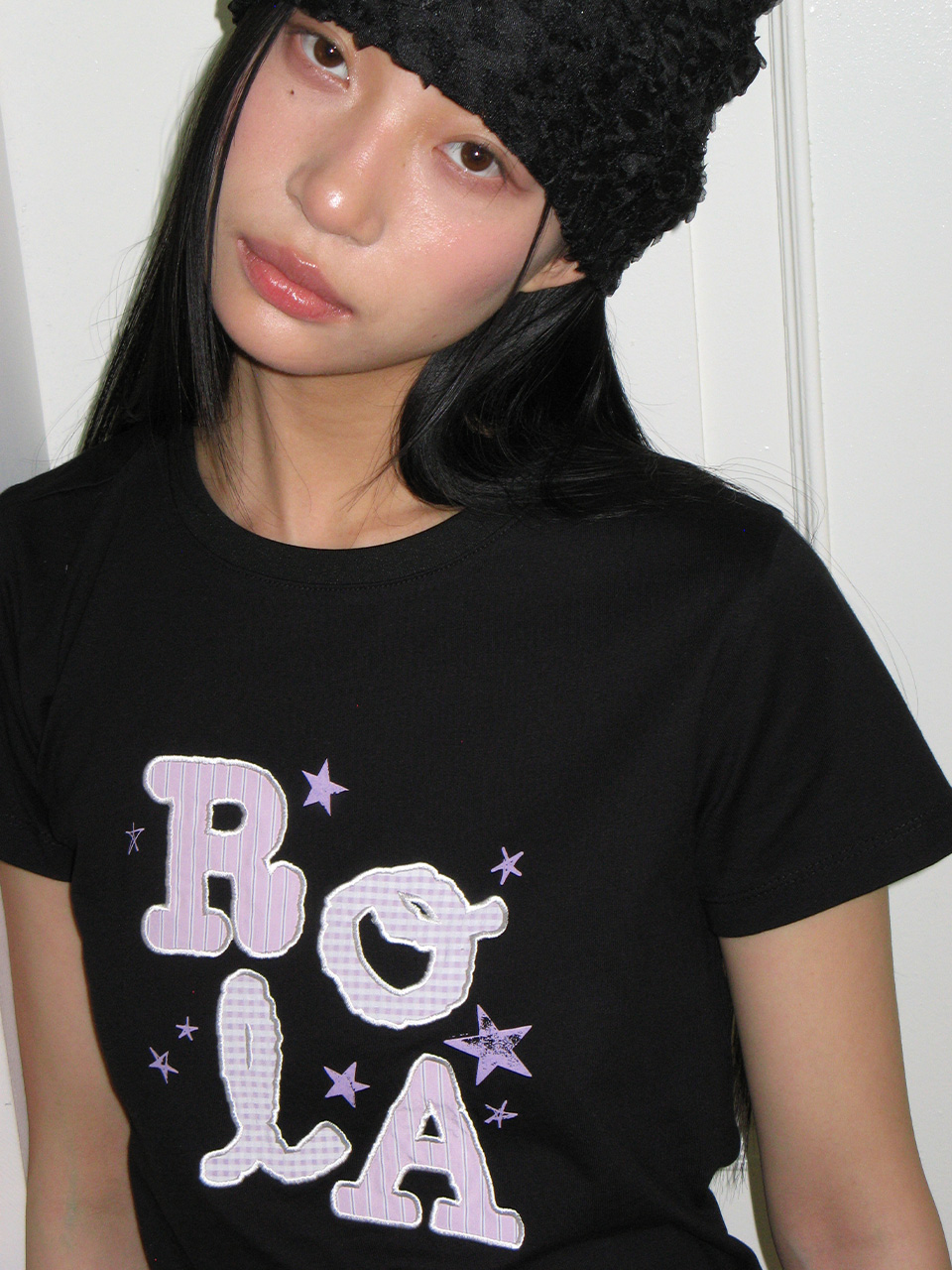 ROLA LETTERING PATCHWORK T-SHIRT BLACK