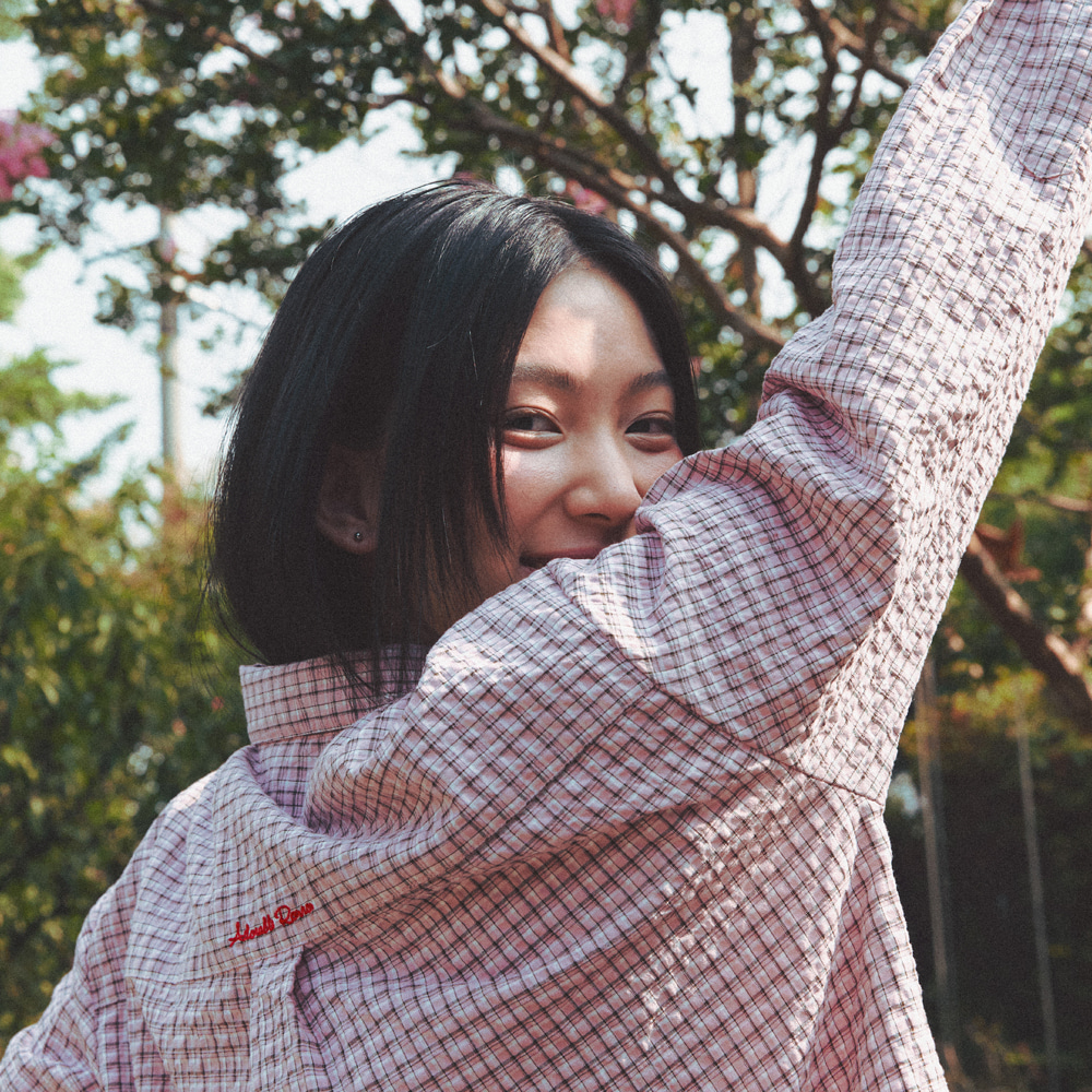 ROUND COLLAR POCKET SHIRT PINK CHECK