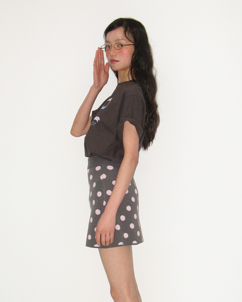 [日本限定] HEART RIBBON BASIC FIT T SHIRT CHERRY BLOSSOM CHARCOAL