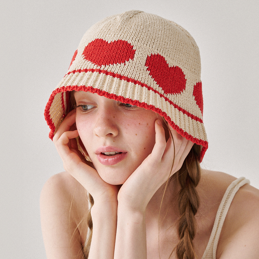 ★2024SS新作★RONRON★HEART SUMMER KNIT BUCKET HAT HEART SUMMER KNIT BUCKET HAT BLACK - RONRON 론론