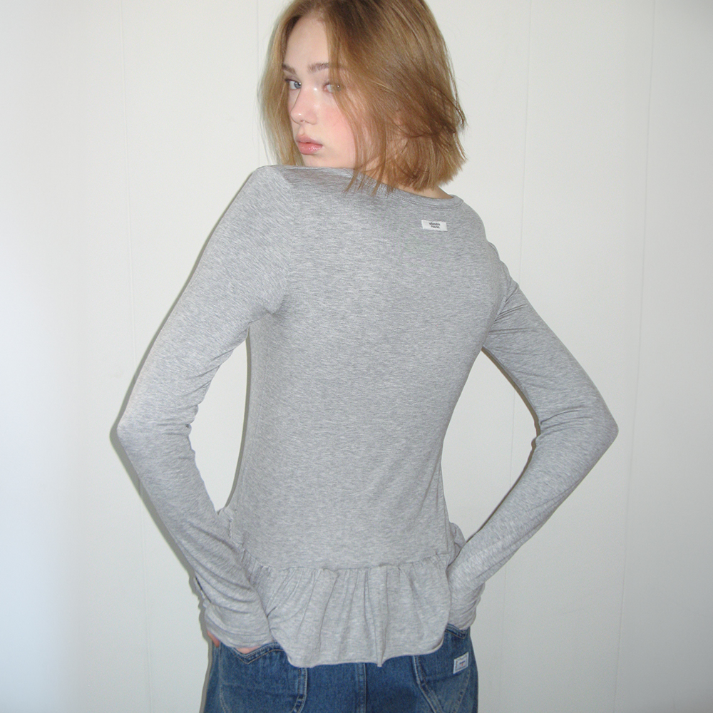 Tシャツ・カットソー PENDANT RUFFLE LAYERED SLIM LONG SLEEVE PENDANT RUFFLE LAYERED SLIM LONG SLEEVE BLACK | ファッション