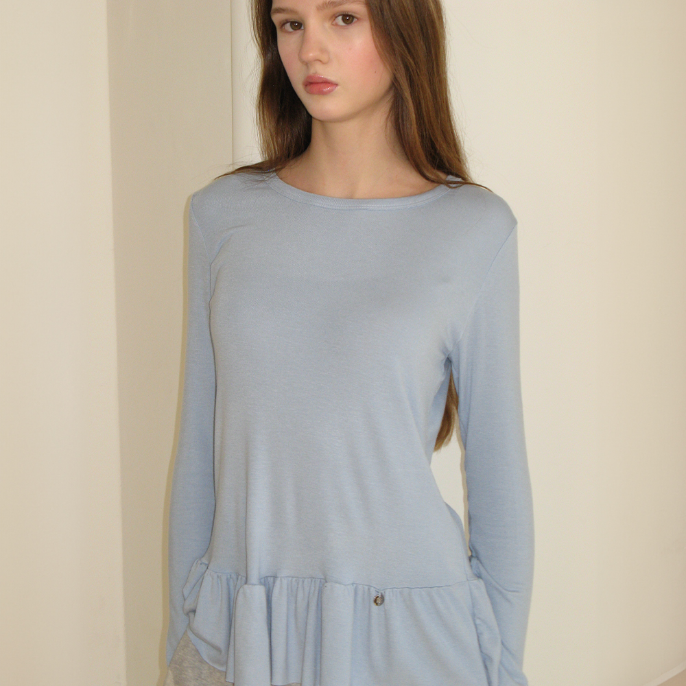 Tシャツ・カットソー PENDANT RUFFLE LAYERED SLIM LONG SLEEVE PENDANT RUFFLE LAYERED SLIM LONG SLEEVE SKY BLUE