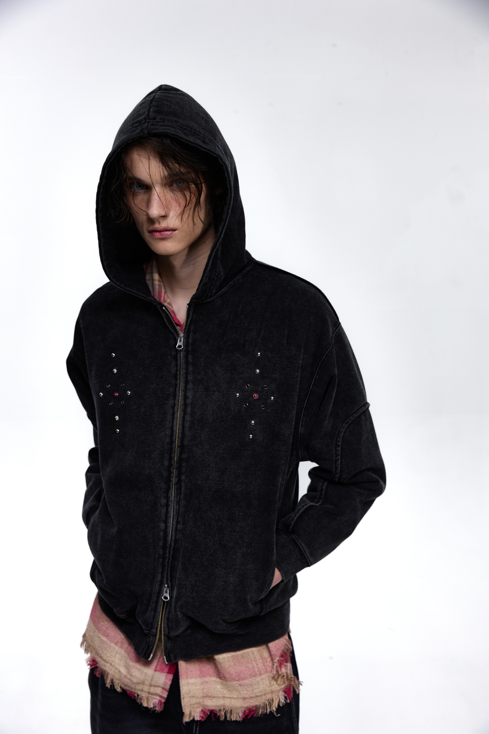 RIVET WASHING HOOD ZIPUP - BLACK | ファッション通販サイト NUGU