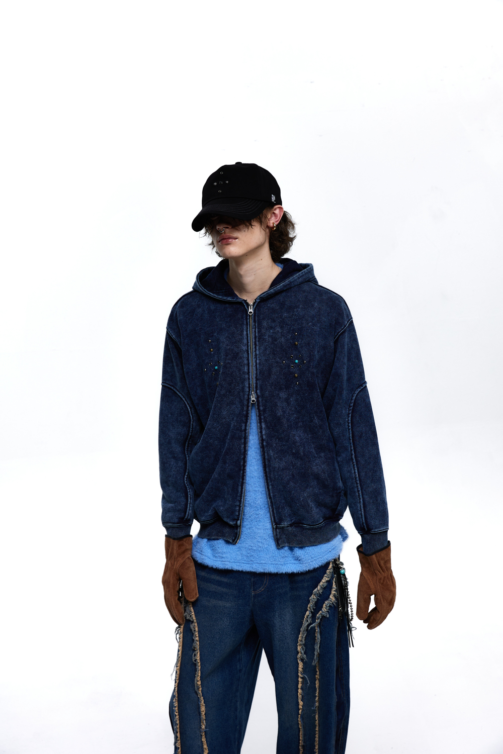 RIVET WASHING HOOD ZIPUP - DENIM | ファッション通販サイト NUGU