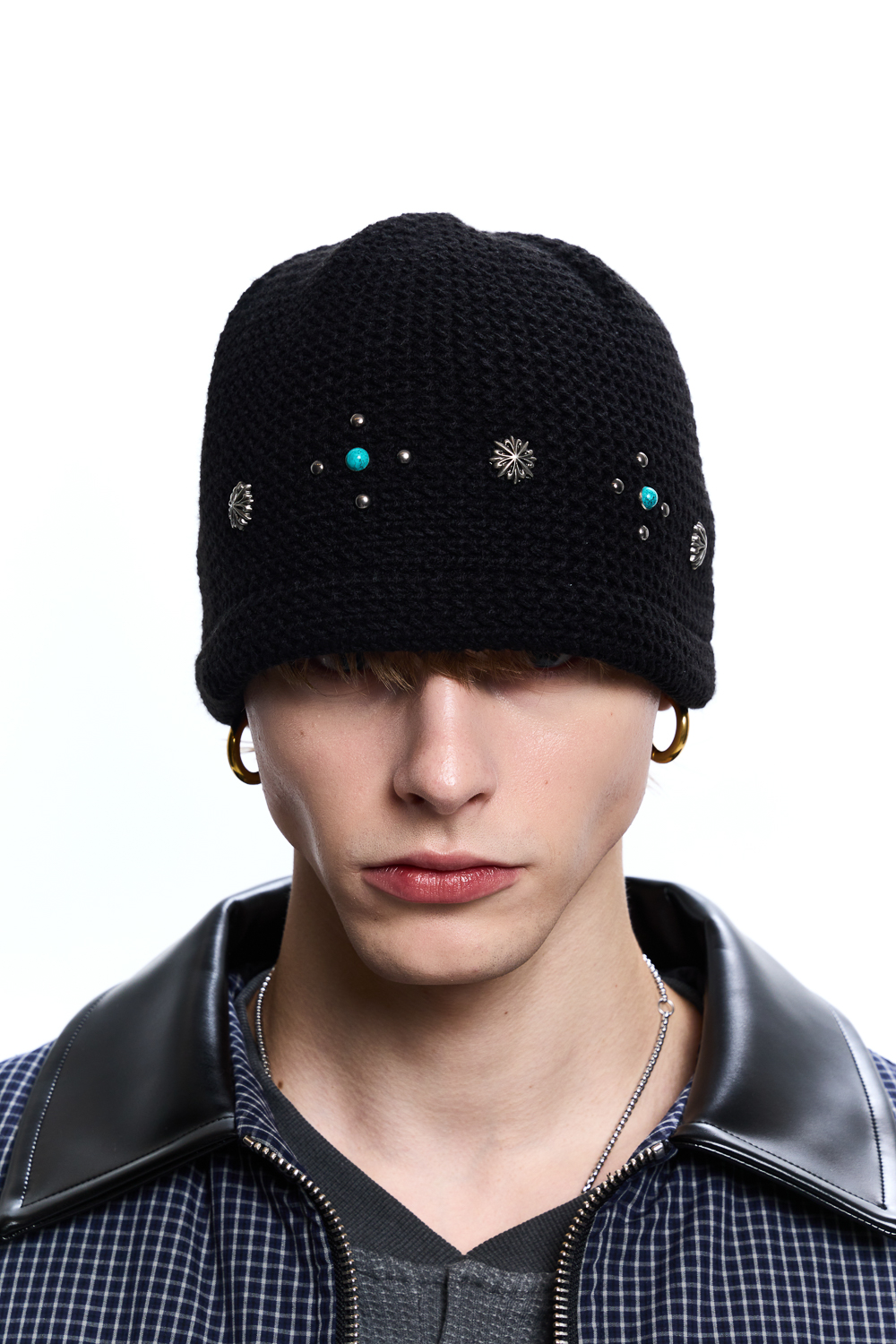SUNBURST RIVET KNIT BEANIE - TURQUOISE | ファッション通販サイト NUGU