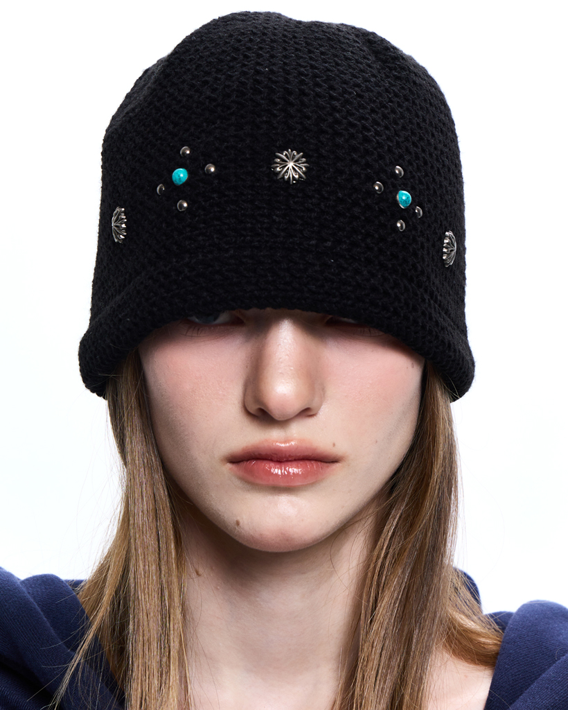 SUNBURST RIVET KNIT BEANIE - TURQUOISE | ファッション通販サイト NUGU