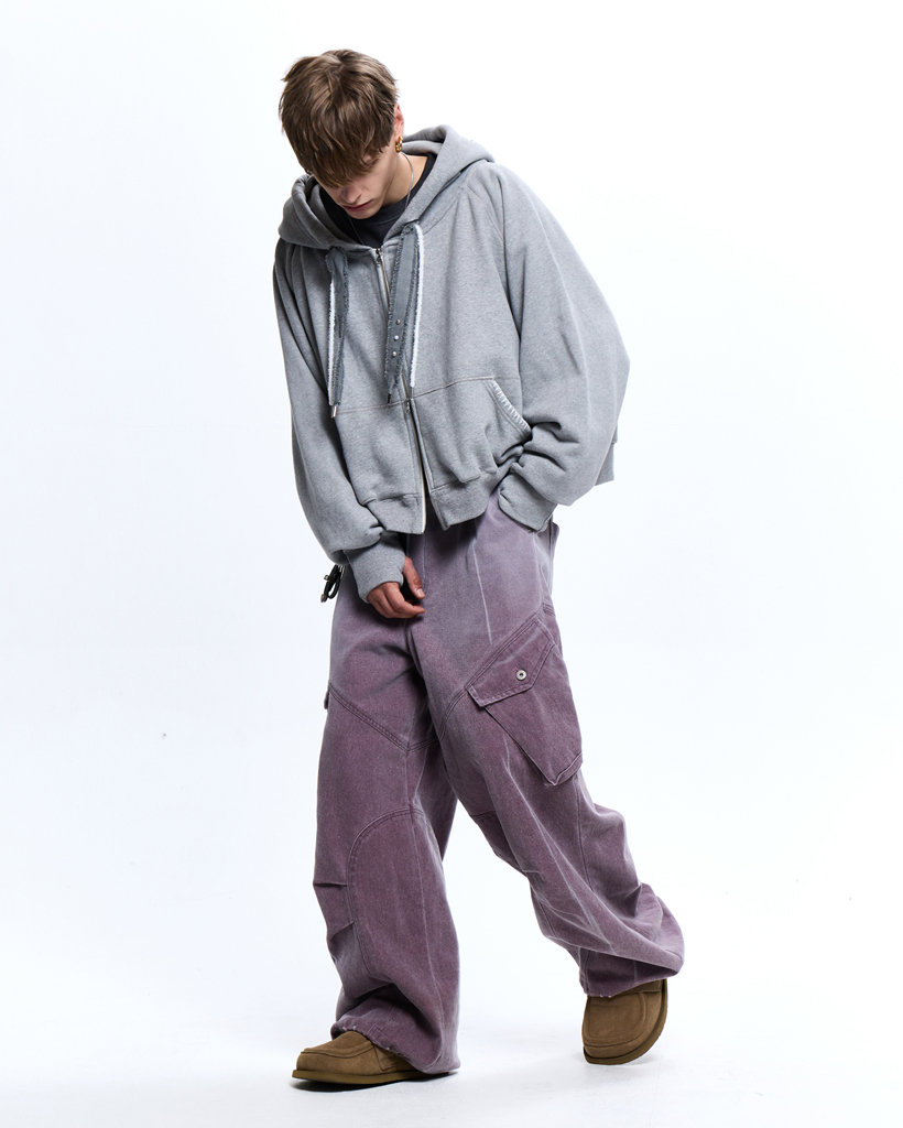 DENIM STRAP CROP HOOD ZIPUP - MELANGE | ファッション通販サイト NUGU