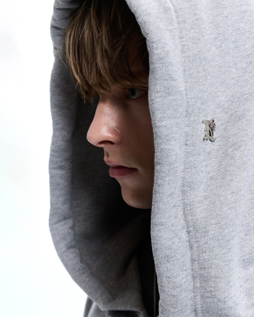 DENIM STRAP CROP HOOD ZIPUP - MELANGE | ファッション通販サイト NUGU