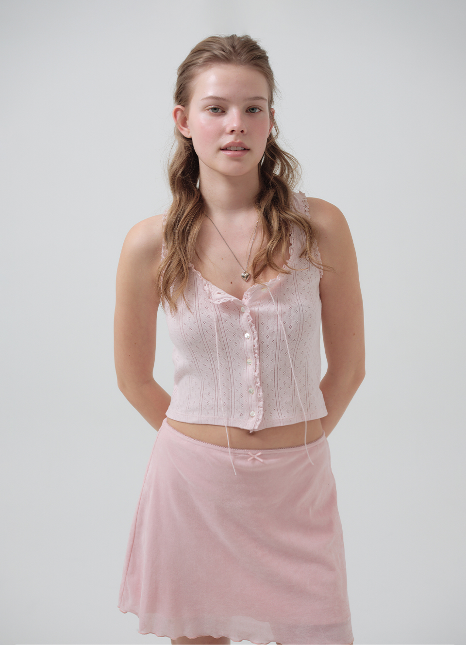Ravioli Lace-Trim Tank Top_Pink