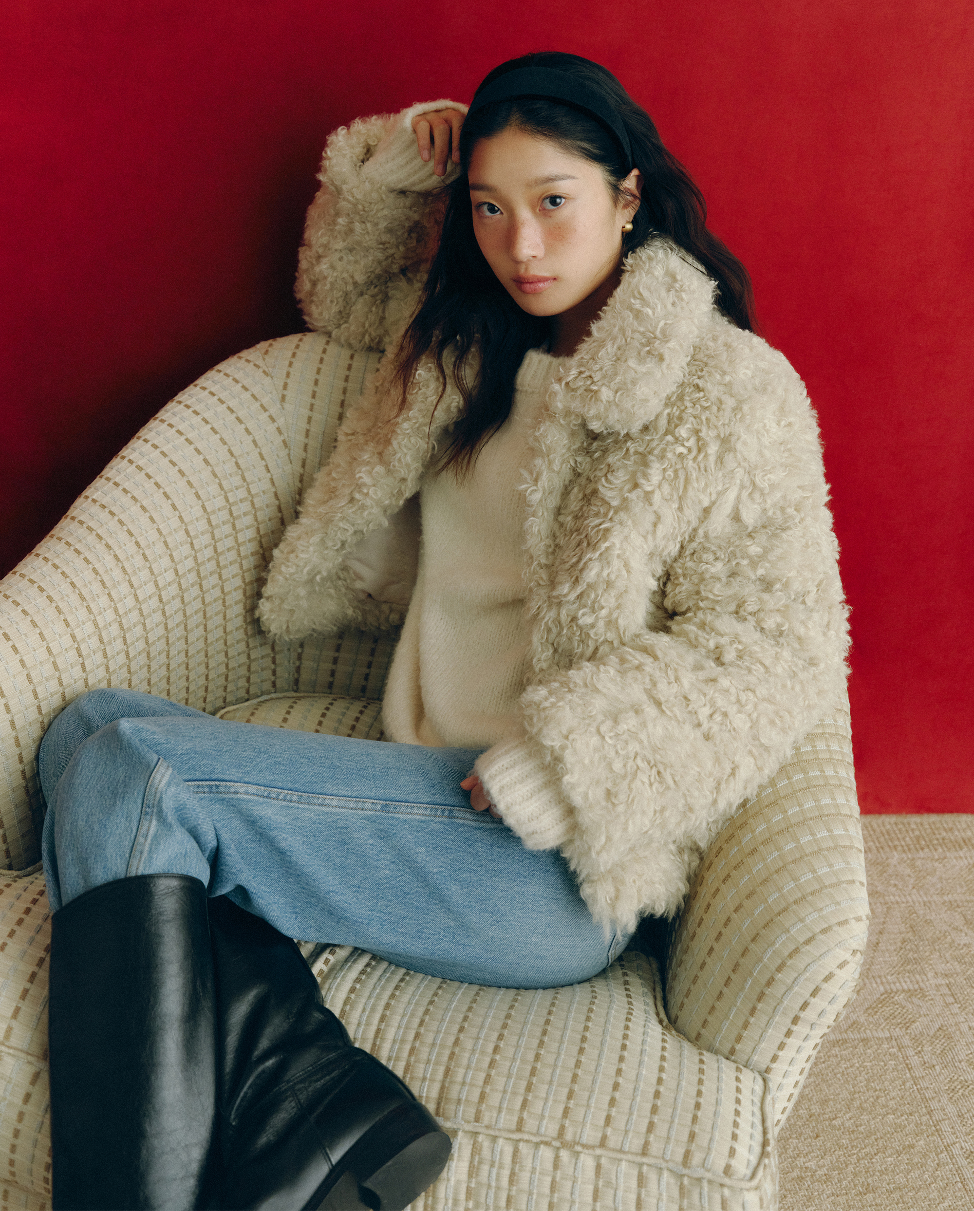 Riko Curly Fur Jacket (Soft Beige) | ファッション通販サイト NUGU
