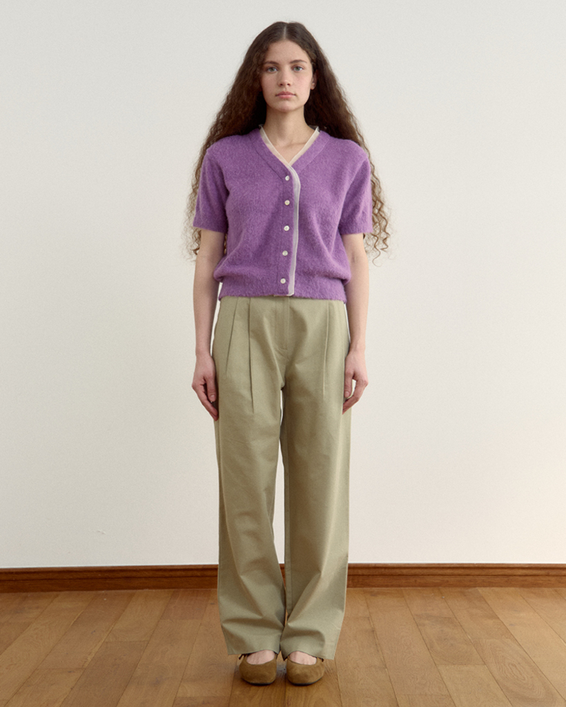 [nugu限定商品][Influencer pick] Rosha Organza Alpaca Half Cardigan (Purple)