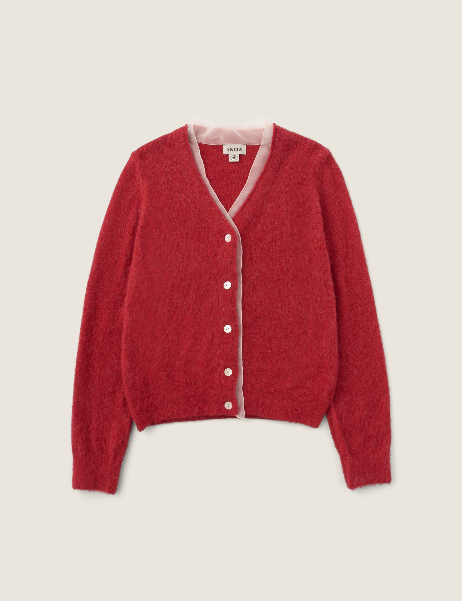 nugu限定商品] Rosha Organza Alpaca Cardigan (Red