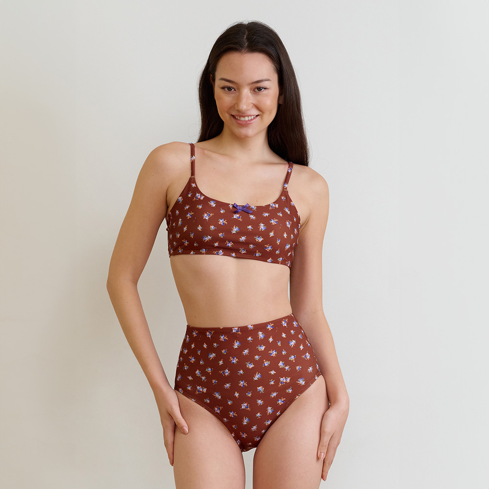 [Influencer pick] Rustic Garden BIKINI Top - Cocoa Bloom