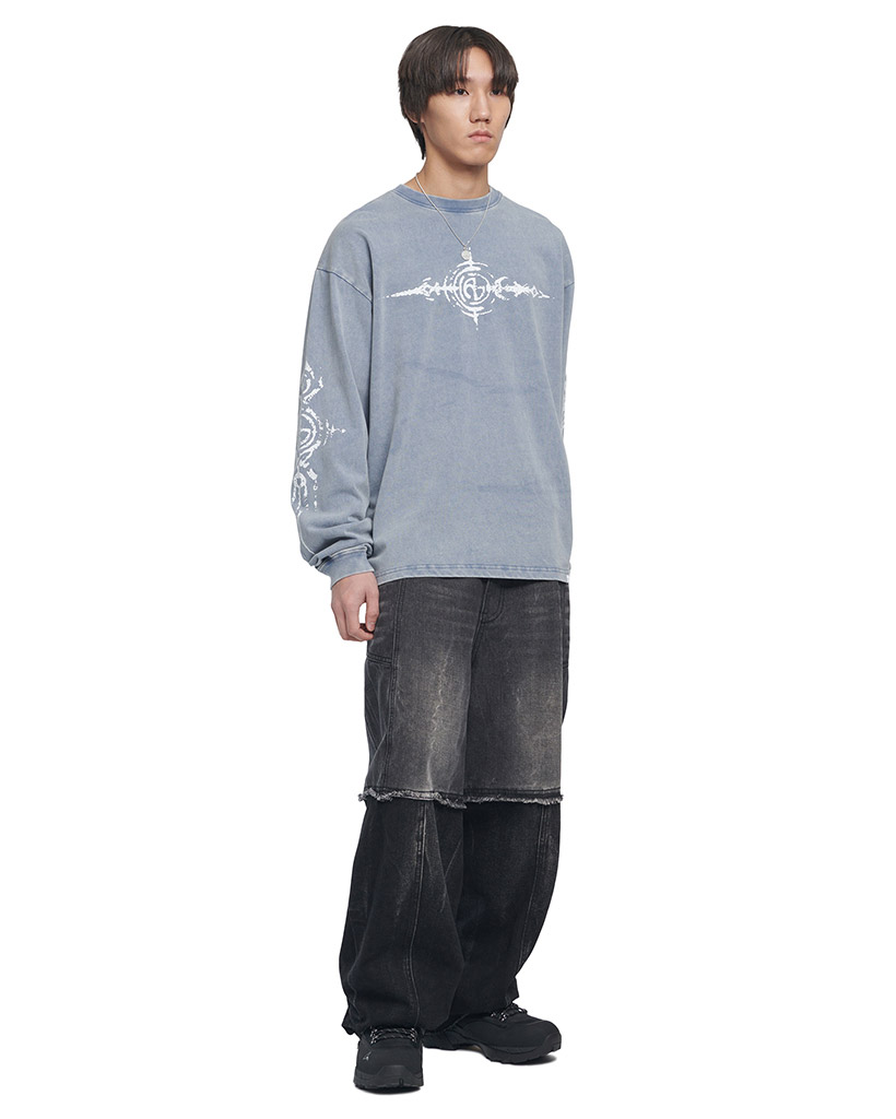 【NOMANUAL】25ss S.G WASHED LONG SLEEVE TEE S.G WASHED LONG SLEEVE TEE - WASHED BLUE | ファッション通販
