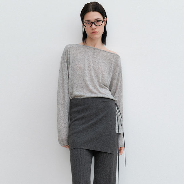 (PT-5740)AN LAYERD SKIRT SET SEMI BOOTS CUT KNIT PANTS S