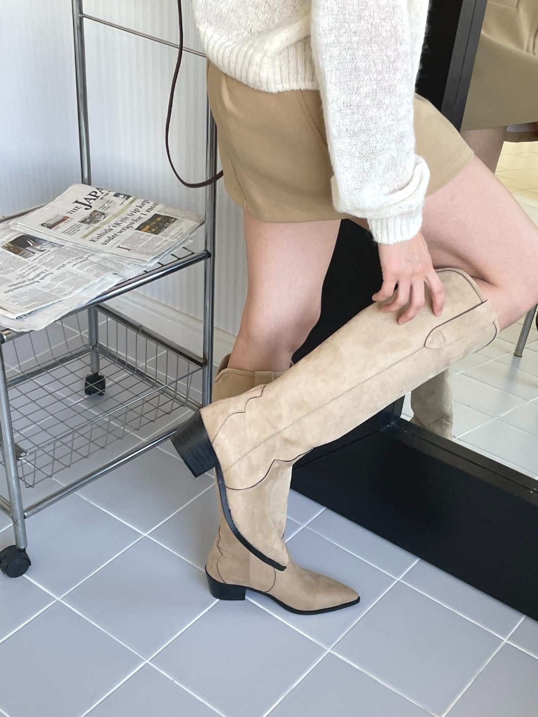 5cm]プレミアムスエードウエスタンロングブーツ | ファッション通販