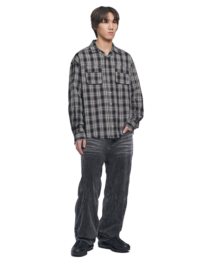 りっち CHAIN STITCH LOGO OPEN COLLAR SHIRT / オープンカラーシャツ
