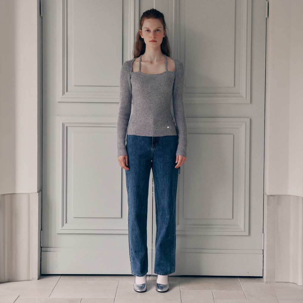 SEMI WIDE DENIM PANTS DEEP BLUE