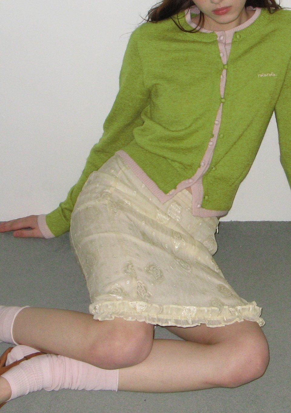 SHEER LAYERED MIDI SKIRT IVORY