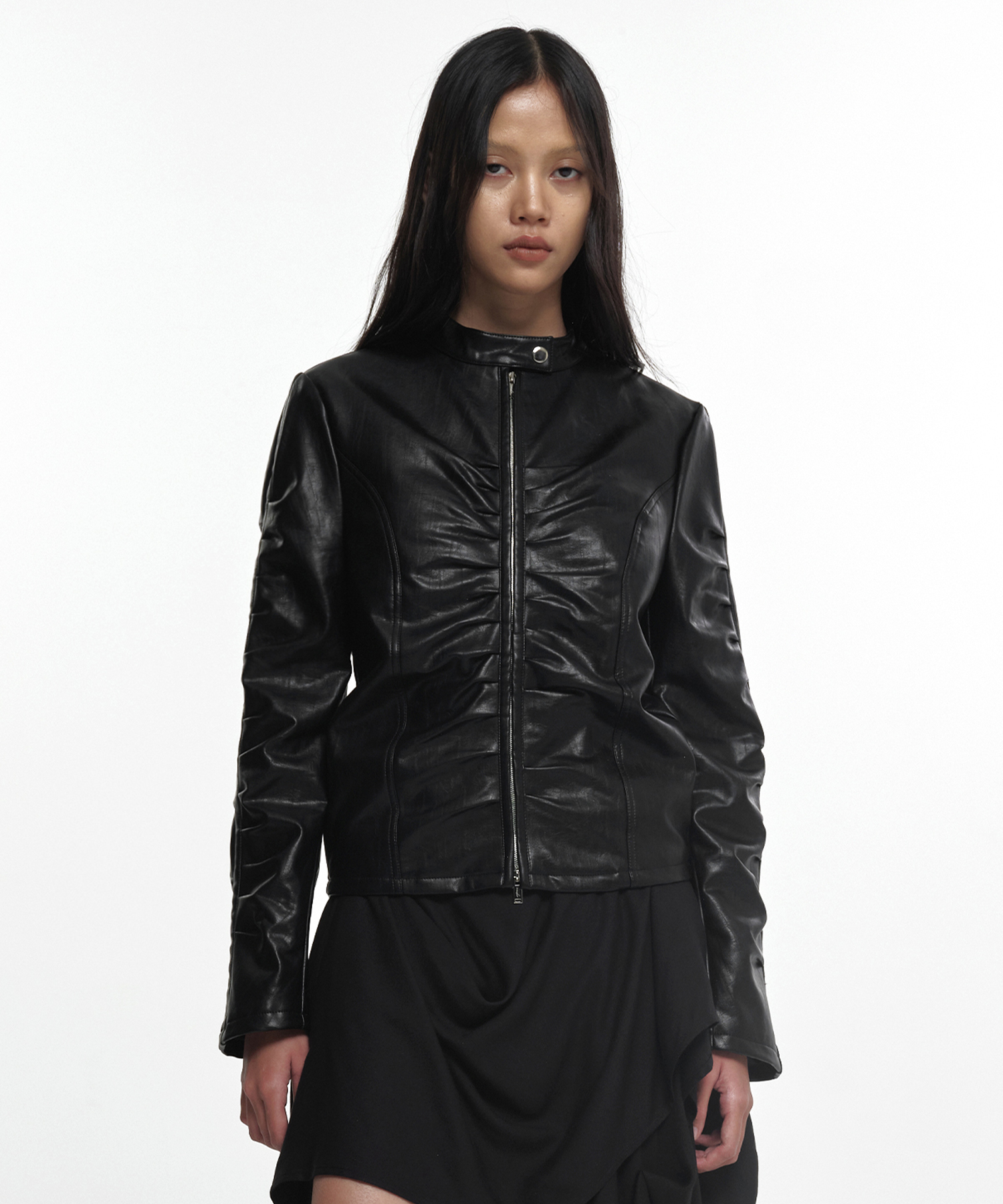 FAUX LEATHER MINIMAL ジャケット　新品未使用タグ付き Minimal Faux Leather Oversized Jumper BLACK | ファッション