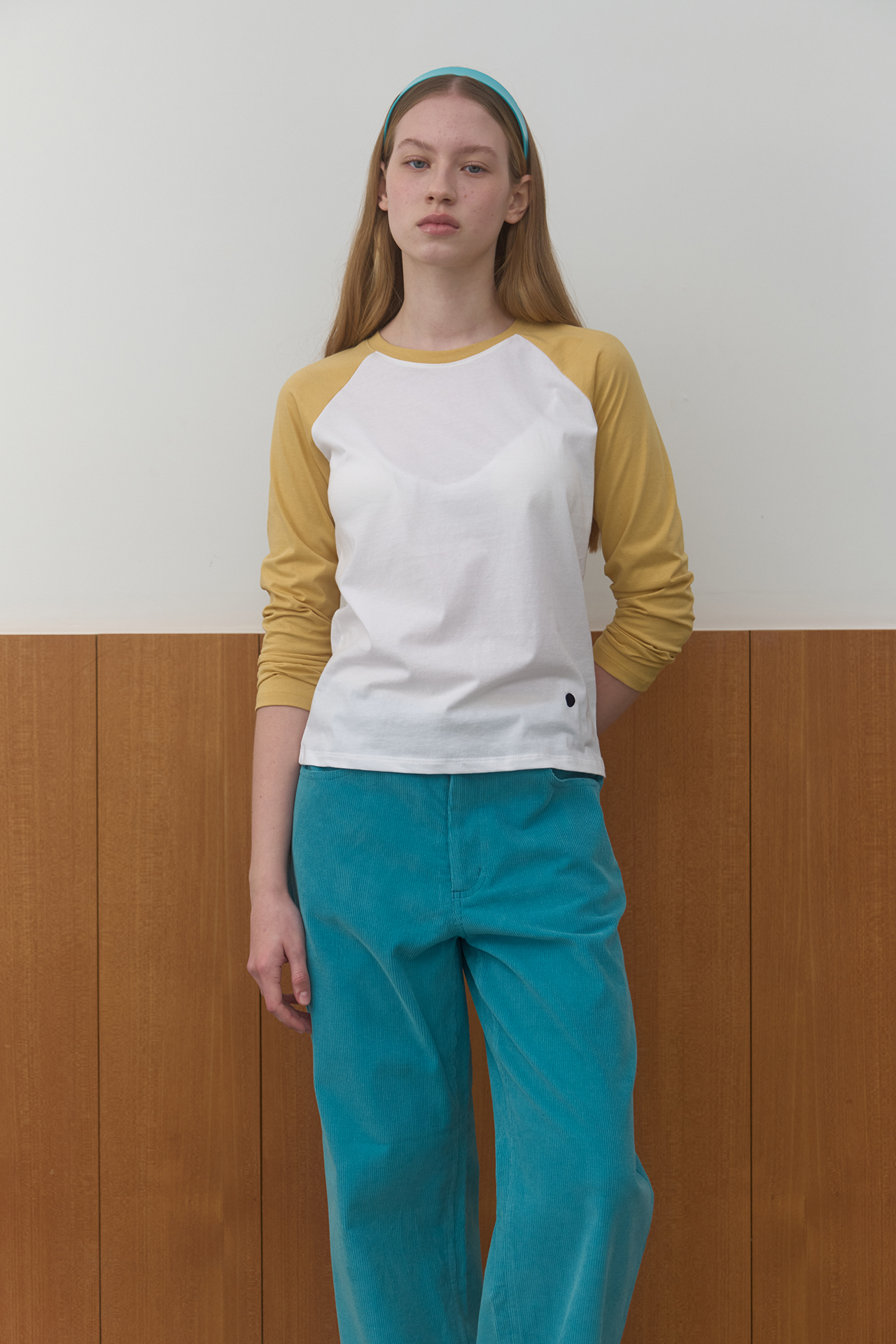 SINGLE RAGLAN T-SHIRT_WHITE/YELLOW