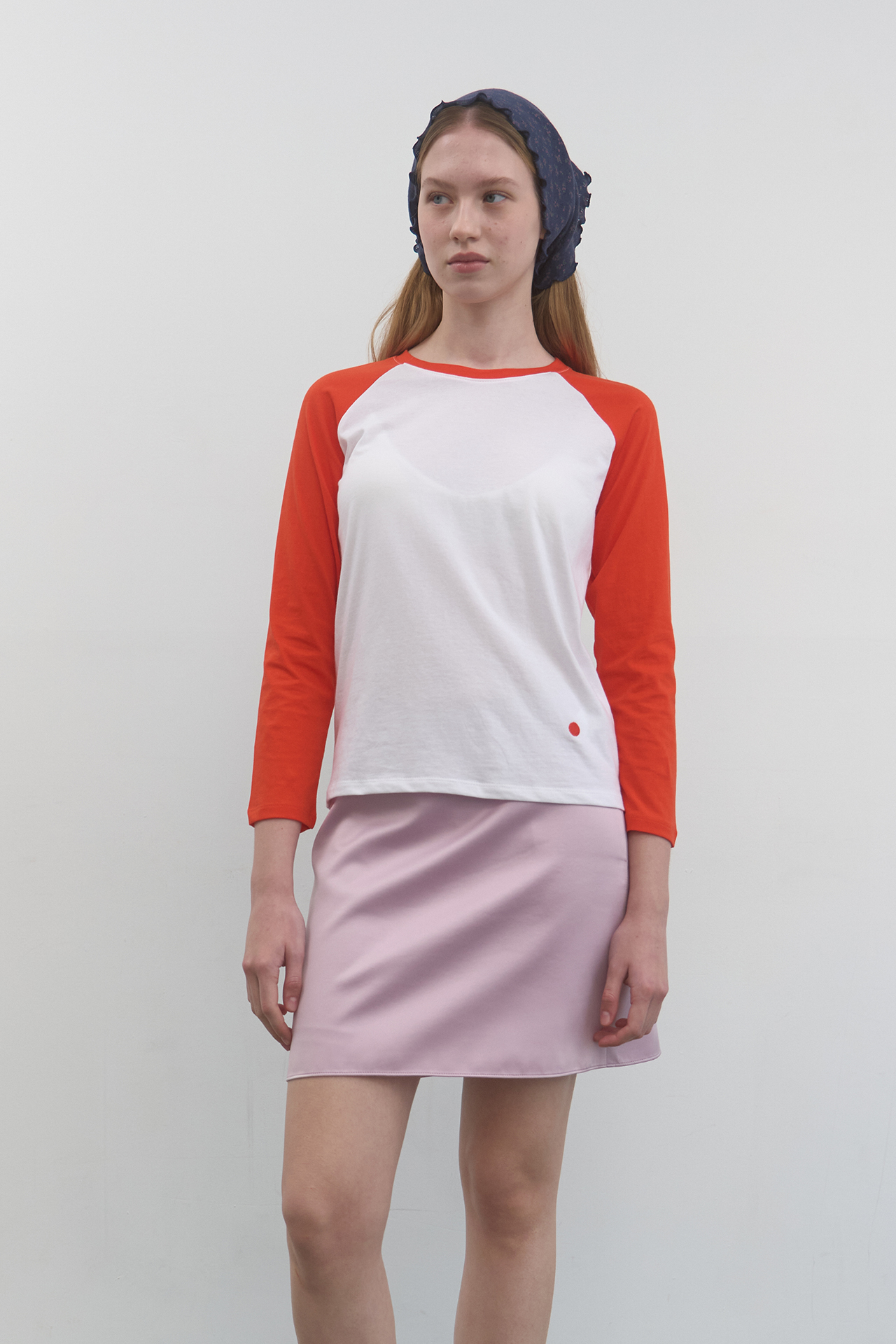 SINGLE RAGLAN T-SHIRT_WHITE/ORANGE