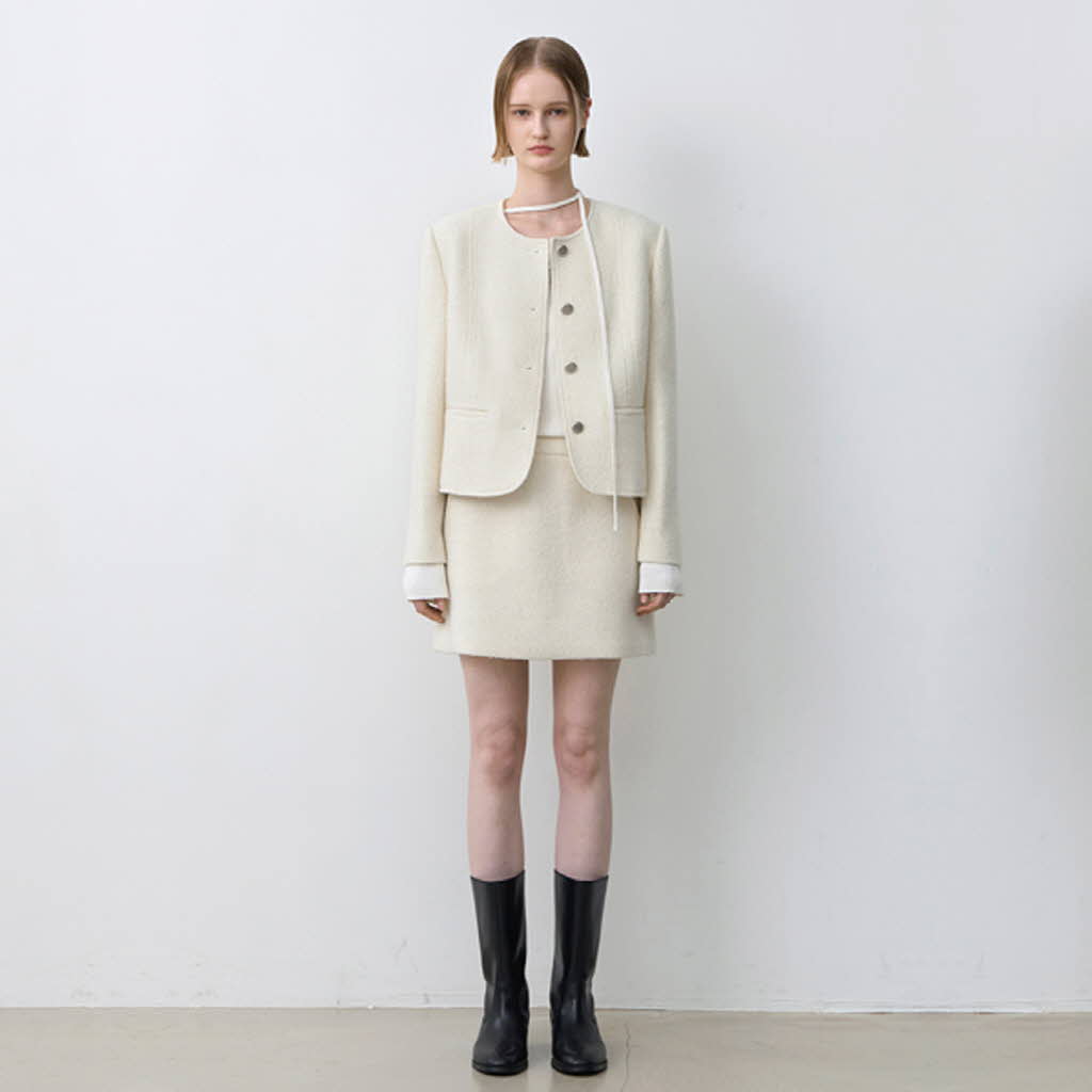 (SK-4998)SPRING BOUCLE SET-UP SKIRT