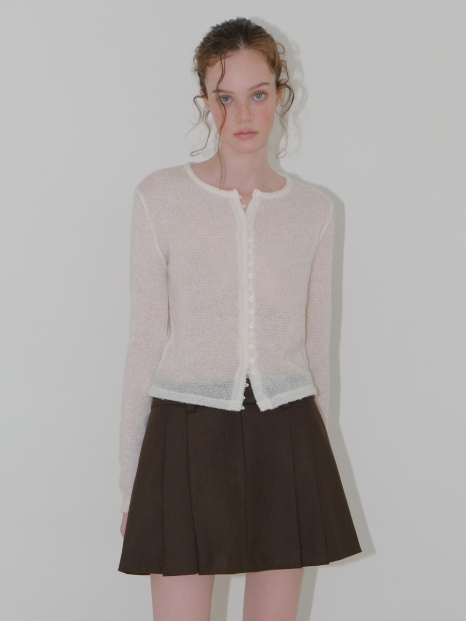 Winter Pleated Mini Skirt, Brown