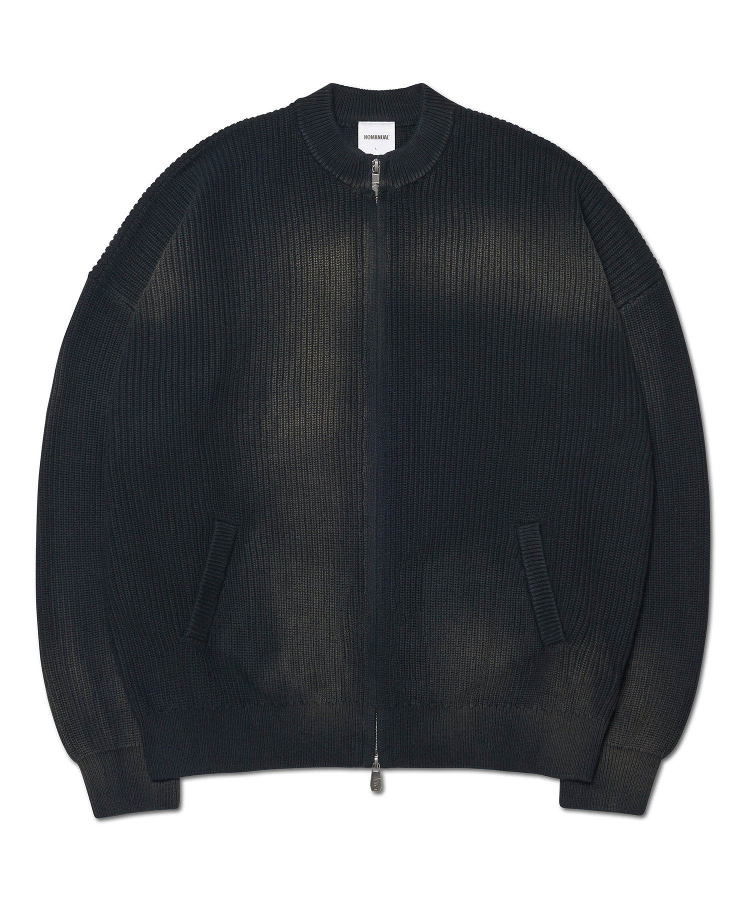 SPRAY DYEING KNIT ZIP-UP - BLACK | ファッション通販サイト NUGU