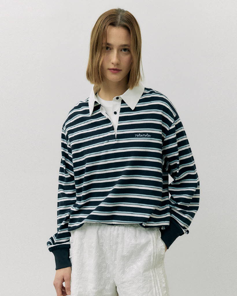 FRILL POINTED COLLAR HALF T-SHIRT ロラロラ FRILL POINTED COLLAR HALF T-SHIRT NAVY | ファッション通販