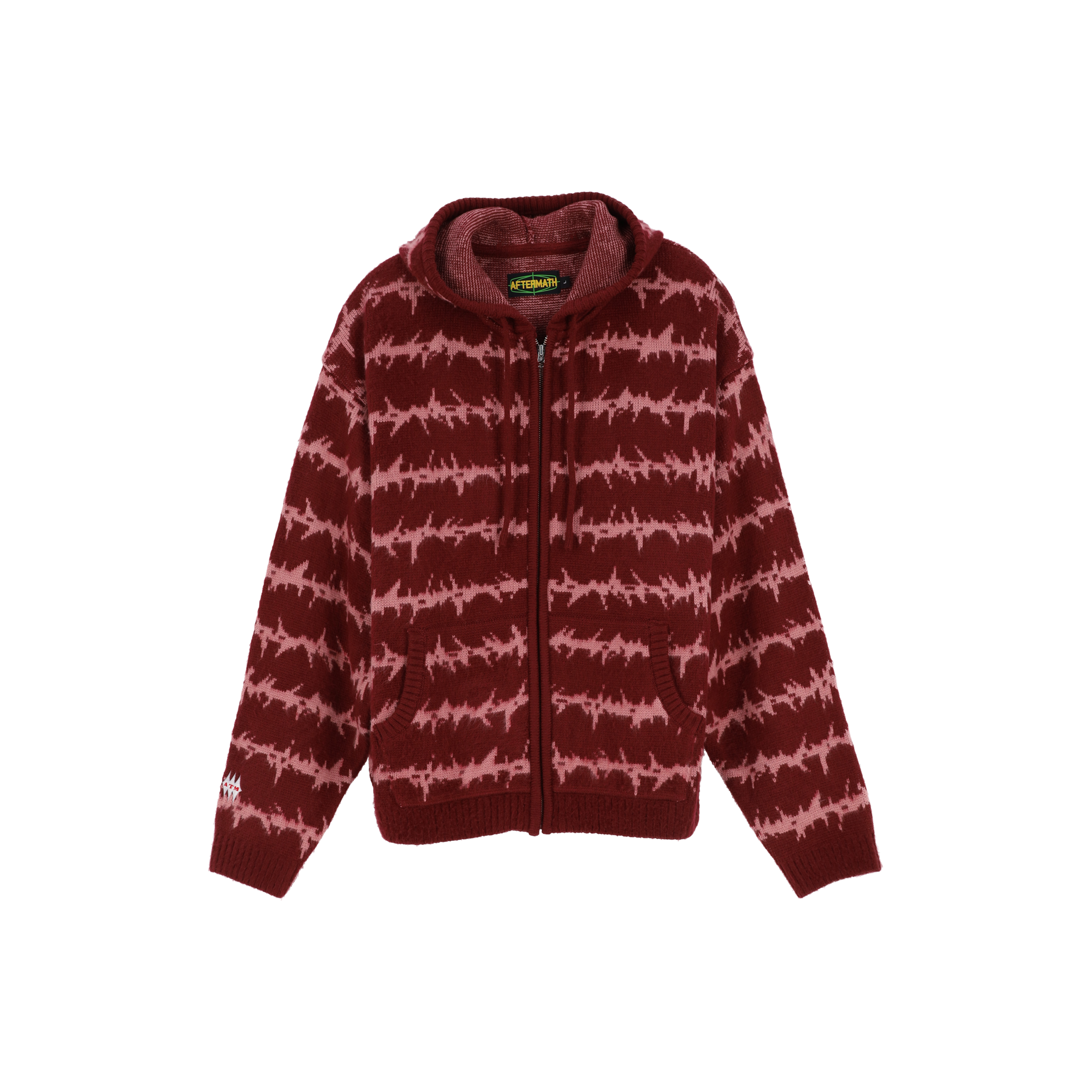 MOHAIR KNIT ZIP HOODIE RED