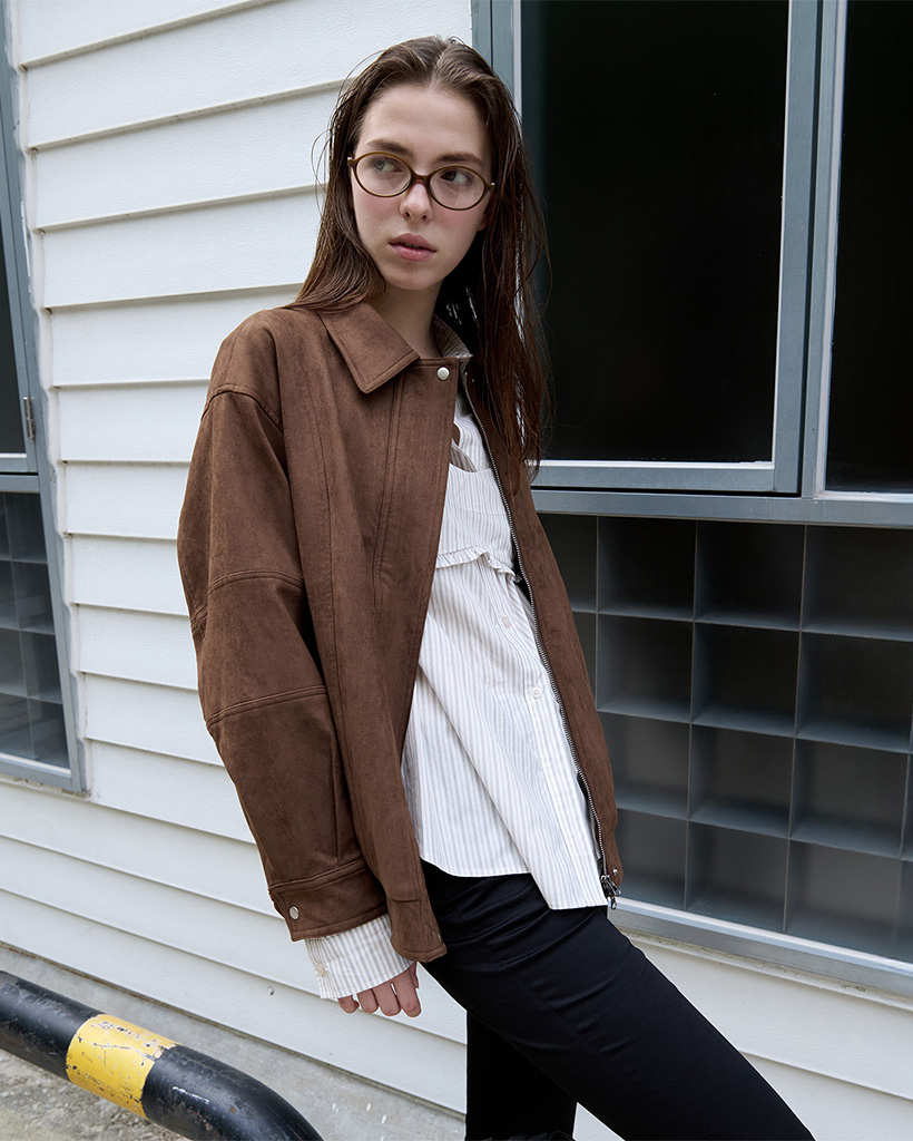 SUEDE BLOUSON JACKET DEEP BROWN | ファッション通販サイト NUGU